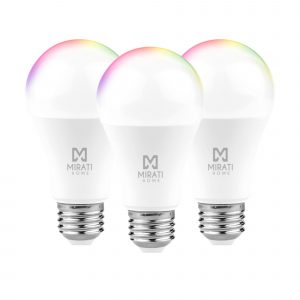 3 Pack – Foco Smart LED de 9 W, Mirati Home MFW1, Luz RGB, compatible con Alexa y Google Assistant