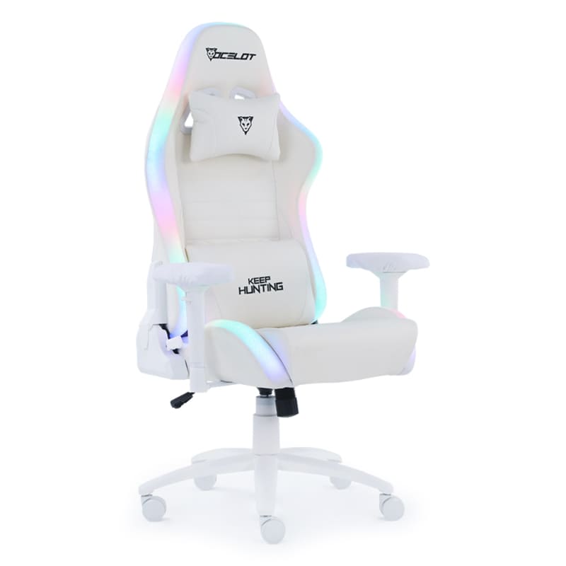 Silla Ocelot Gaming ORGB White Thundra, RGB, Reclinable con Reposabrazos 4D, Blanco