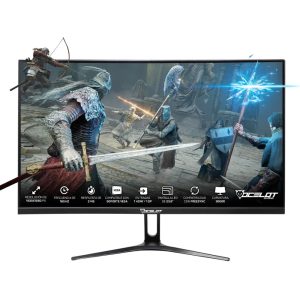 Monitor LED Curvo de 24” Ocelot Gaming OM-C24, Full HD, 165 Hz, 1 ms, HDMI/DisplayPort, Negro