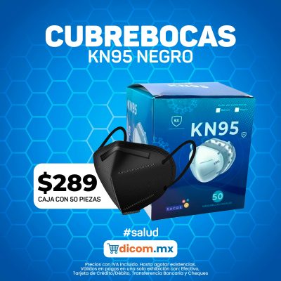 Cubrebocas KN95 Negro (caja con 50 piezas)