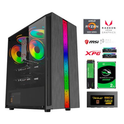 Gaming PC OG-C E3 RGB – AMD Ryzen 5600G, 16 GB DDR4 3200 MHz, 480 GB PCIe NVMe, 2 TB HDD 7200 RPM, 550 W 80+ Bronze