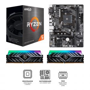 Kit de Actualización – AMD Ryzen 5 5600G, Motherboard: Gigabyte A320M-S2H, XPG SPECTRIX D41 RGB 16GB (2X8)