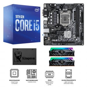 Kit de Actualización –  Intel Core i5-10400, Asrock H510M-HVS, XPG SPECTRIX D41 RGB 16GB (2X8), Kingston A400 SSD 480GB