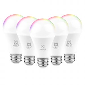 5 Pack – Foco Smart LED de 9 W, Mirati Home MFW1, Luz RGB, compatible con Alexa y Google Assistant