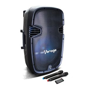 Bafle Amplificado Bluetooth de 15” Vorago KSP-500 de 100 W, LED, Negro